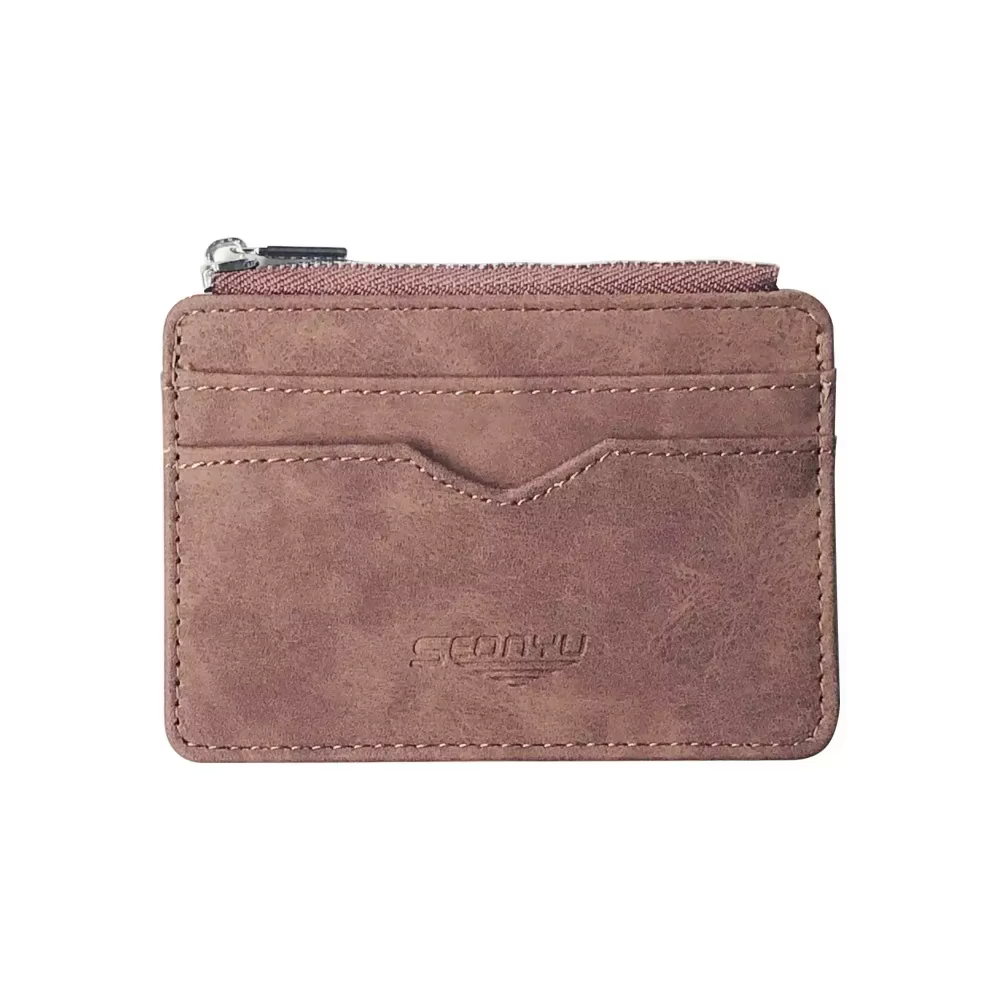 Portefeuille court en cuir mat pour hommes