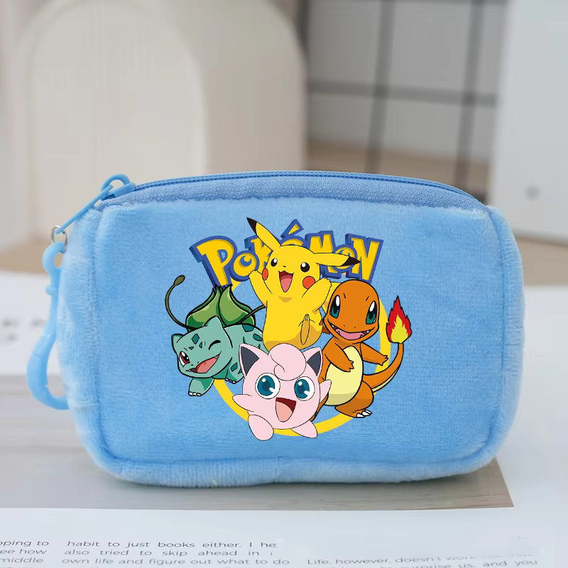 Porte-monnaie Kawaii Pokémon, Portefeuille imprimé Pikachu, Porte-cartes d'identité, Porte-clés, Sac à monnaie pour hommes et femmes, Pochette de rangement zippée, Cadeaux
