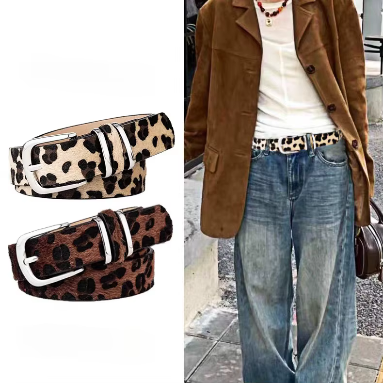 Ceinture rétro à motif léopard pour femmes