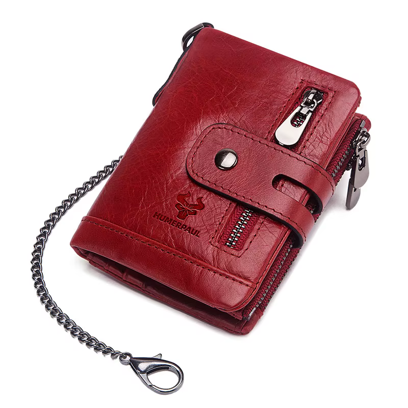 GZCZ-Portefeuille en cuir véritable pour homme, poche à monnaie zippée, porte-cartes, super valeur, sac à main court, RFID, 100%