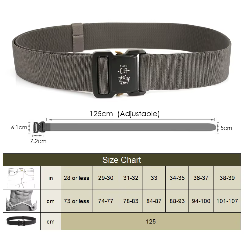 VATLTY 5cm / 2in Ceinture élastique pour hommes Boucle en aluminium