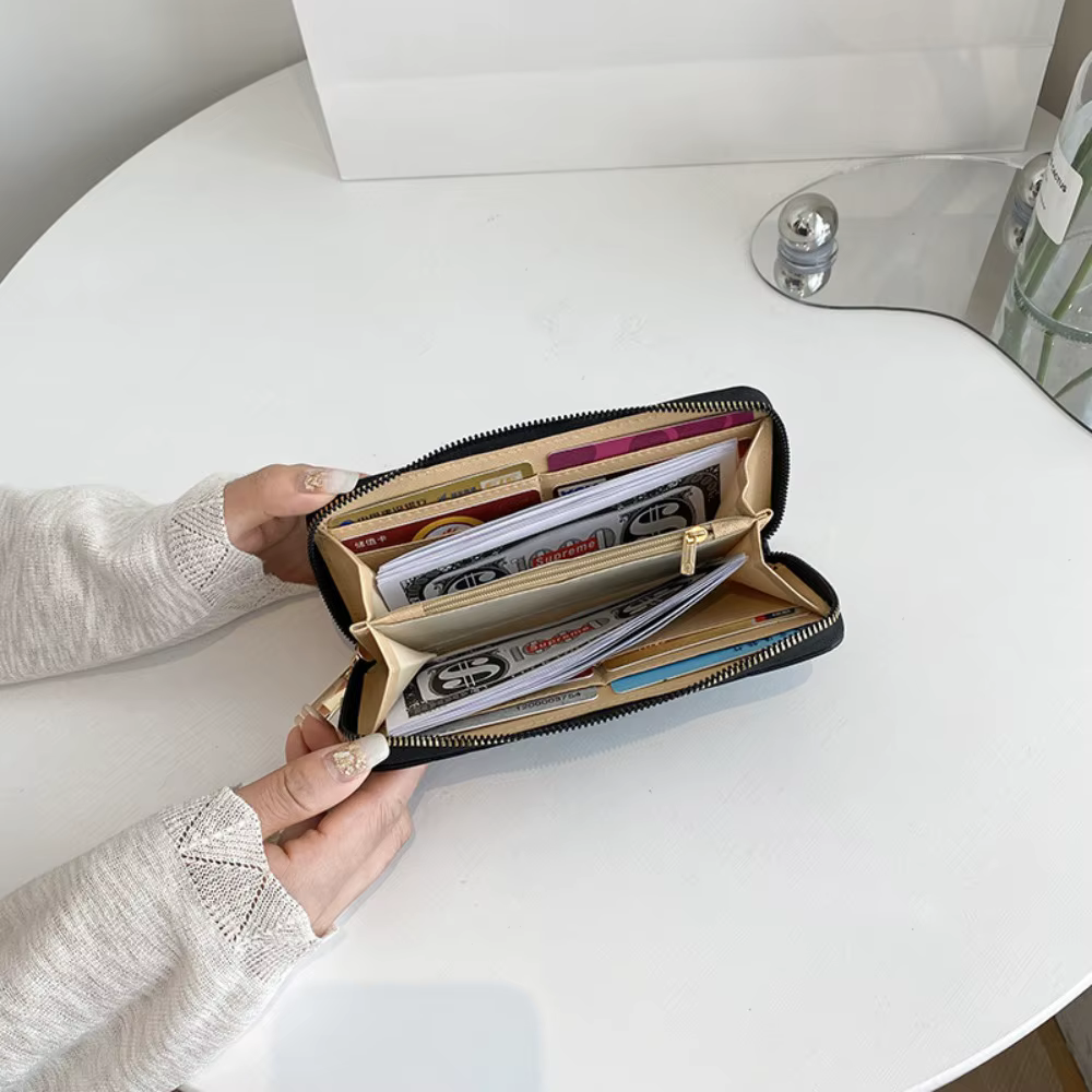 Femmes Long portefeuille mode porte-monnaie sac à main fermeture éclair polyvalent grande capacité