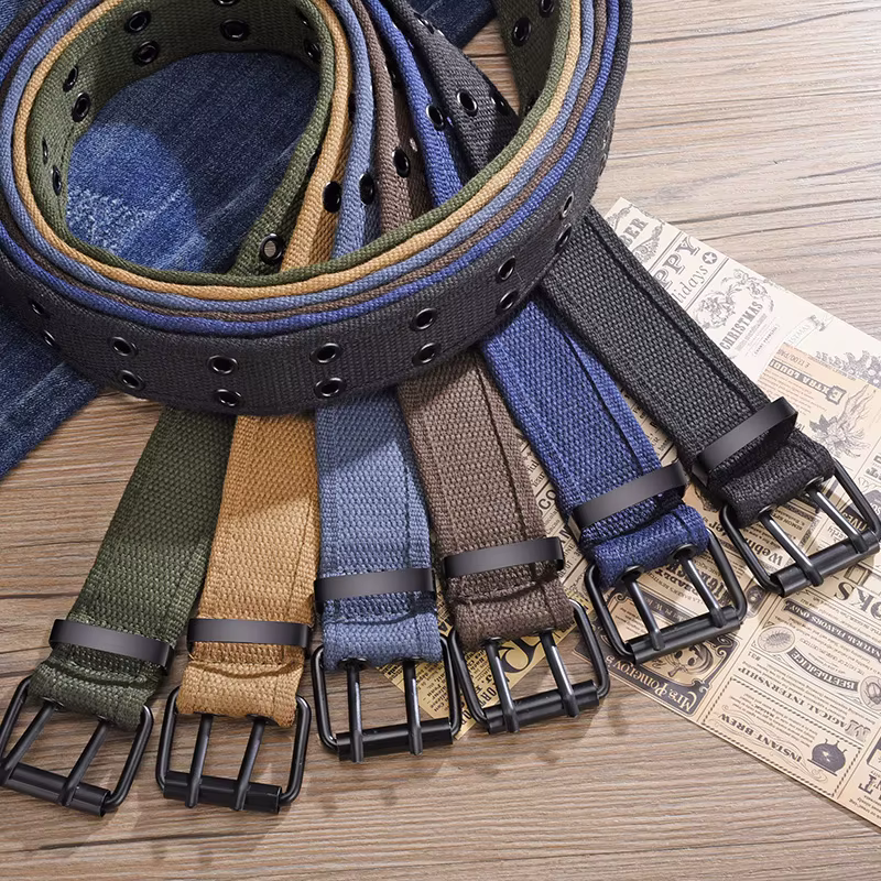 Ceinture pour hommes Double rangée boucle d'aiguille en métal