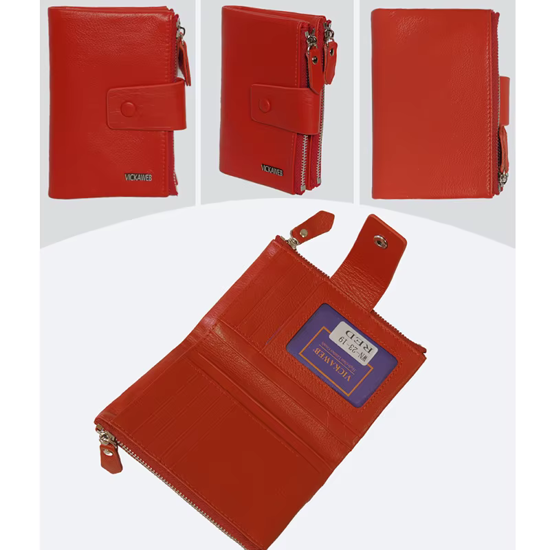 VICKAWEB Mini portefeuille femmes court en cuir véritable portefeuilles mode solide moraillon portefeuille femme petite fermeture éclair femme portefeuilles et sacs à main