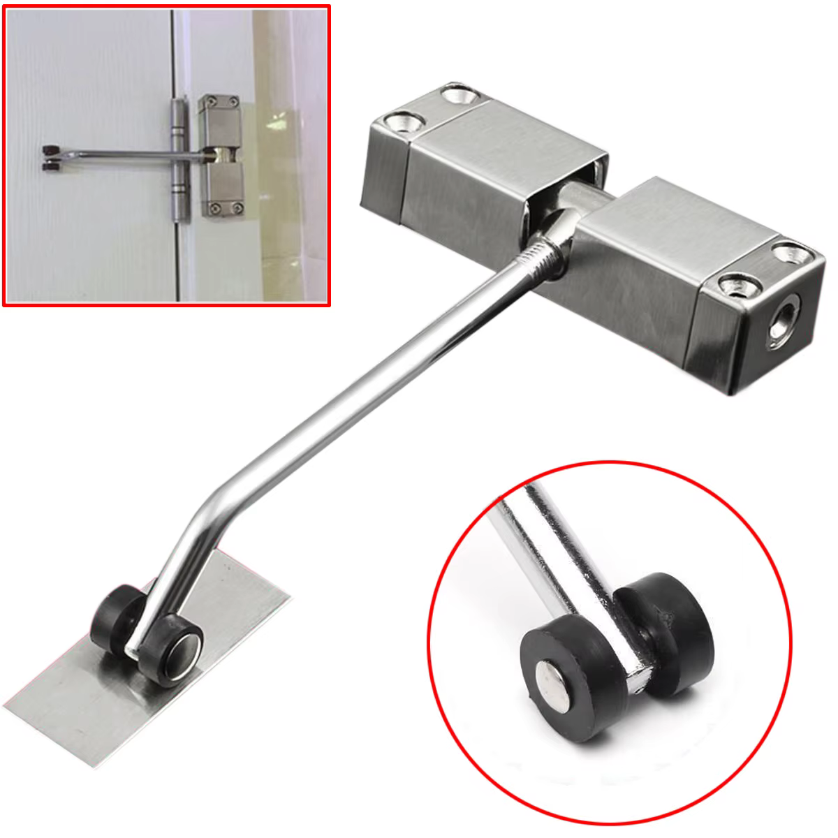 Ferme-porte automatique en acier inoxydable, dispositif de fermeture de porte à ressort réglable quincaillerie de porte de meubles