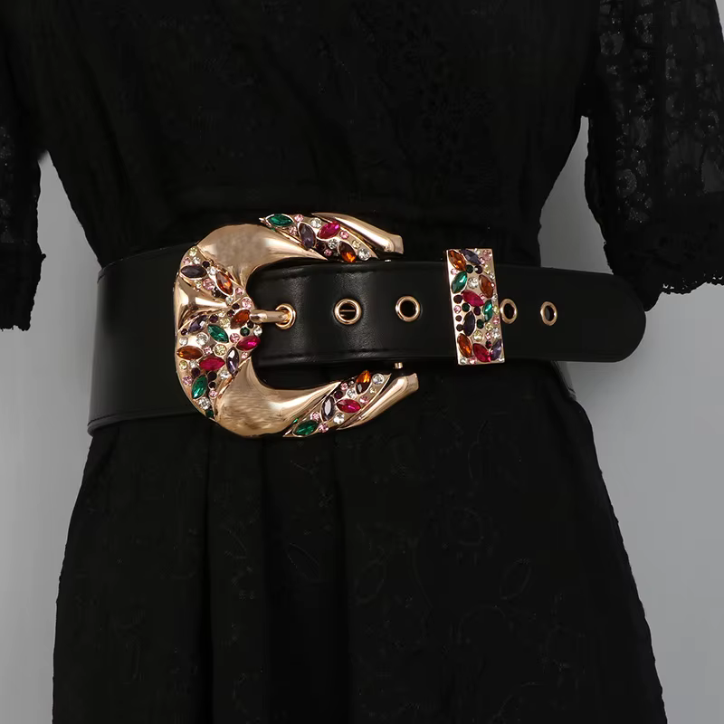 Ceinture large en cuir de luxe