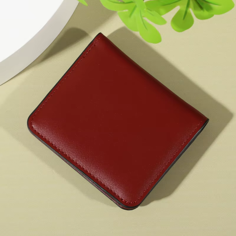 Portefeuille minimaliste en PU – Fermeture à pression