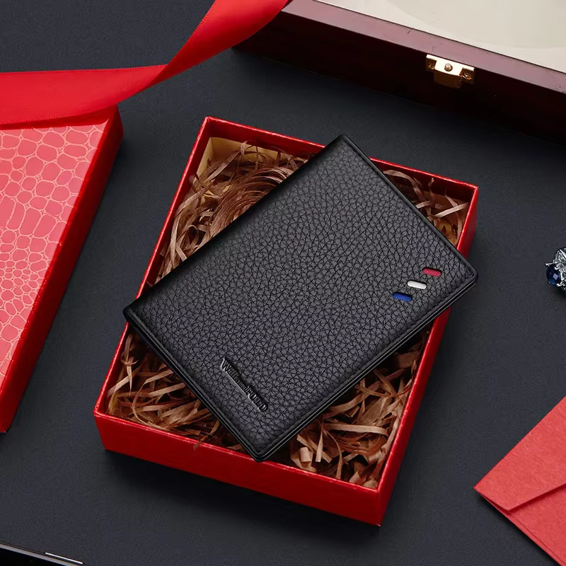 Marque affaires hommes portefeuille en cuir véritable gaufrage