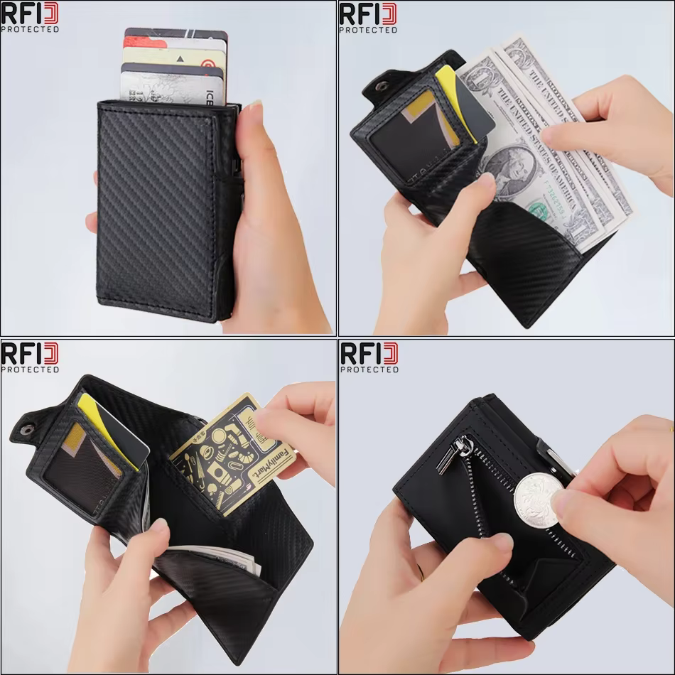 DIENQI — Porte-cartes en fibre de carbone pour les hommes