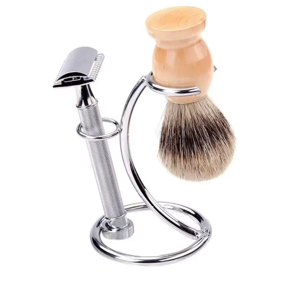 Hommes porte-brosse à raser en acier inoxydable support de rasoir rasoirs de sécurité pour le nettoyage de la barbe salon de coiffure support de rasoir outil de rasage