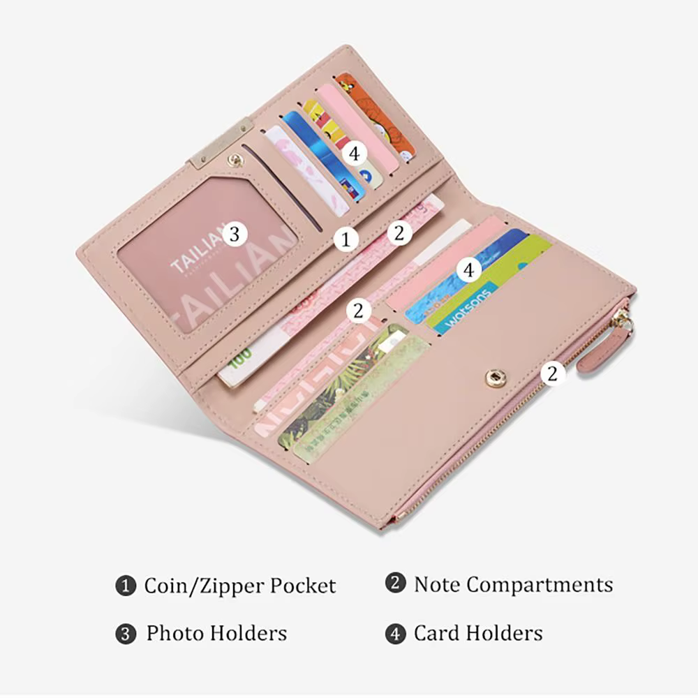 Portefeuille Long multi-cartes pour femmes