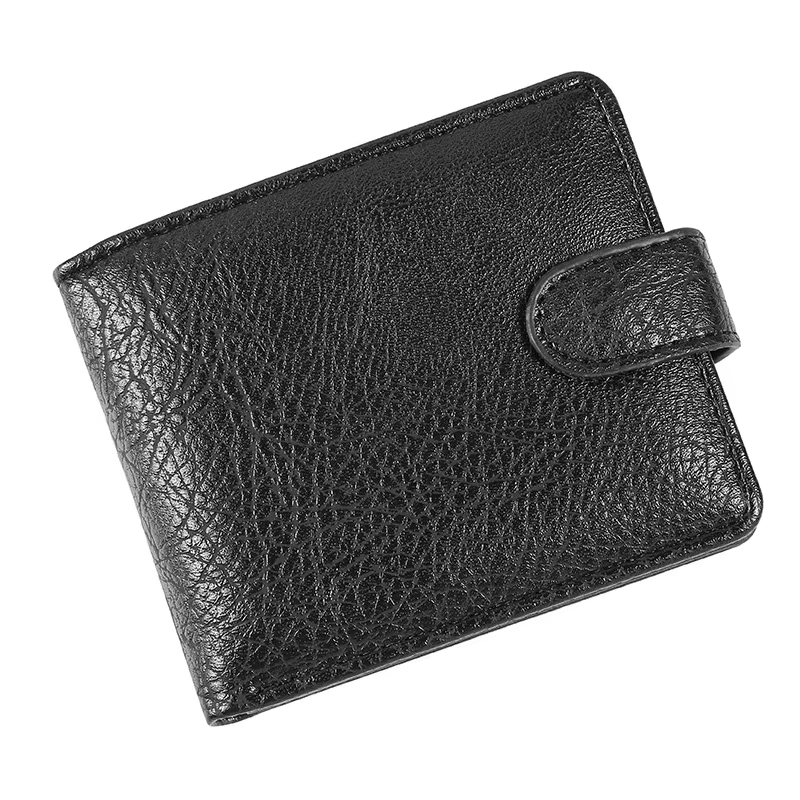 Portefeuille décontracté pour hommes en cuir à loquet court homme portefeuilles Durable pochette à monnaie mâle mince à deux volets Photo porte-carte d'identité sac à main pince à billets