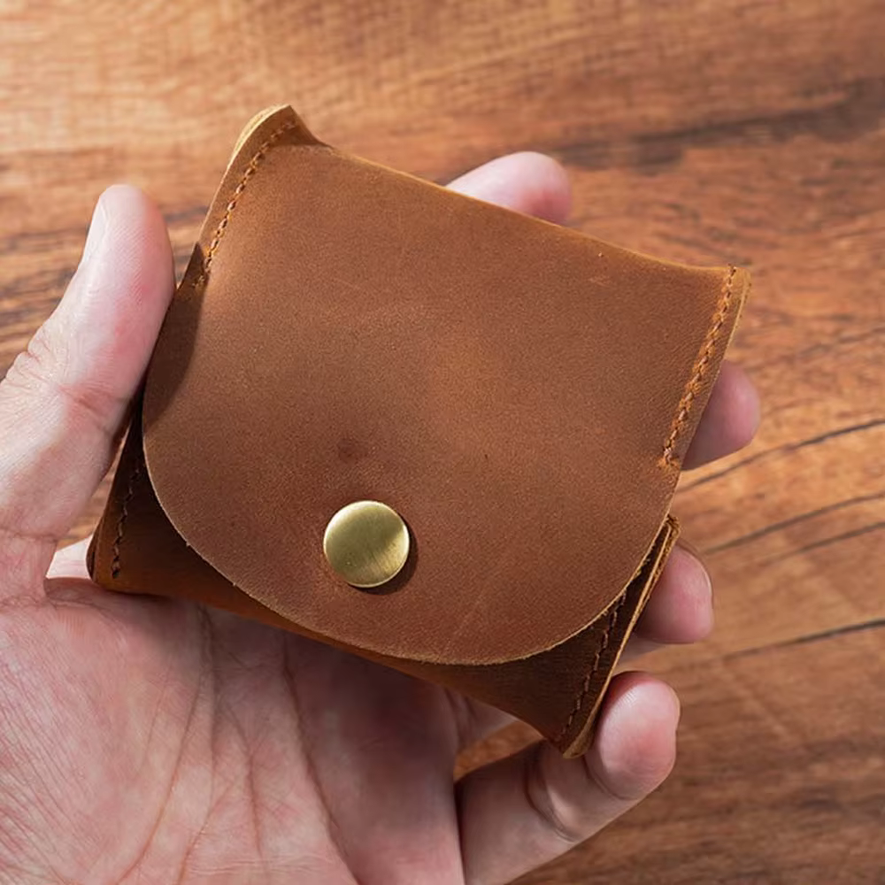 Portefeuille en cuir à fermeture à pression