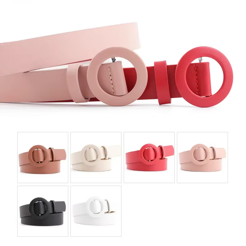 Ceinture pour pantalon femme en cuir PU noir
