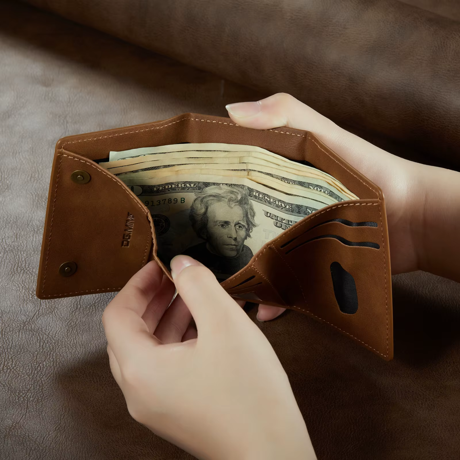 Antivol brosse court en cuir portefeuille hommes pièce de monnaie cartes d'argent support sac à main pliable