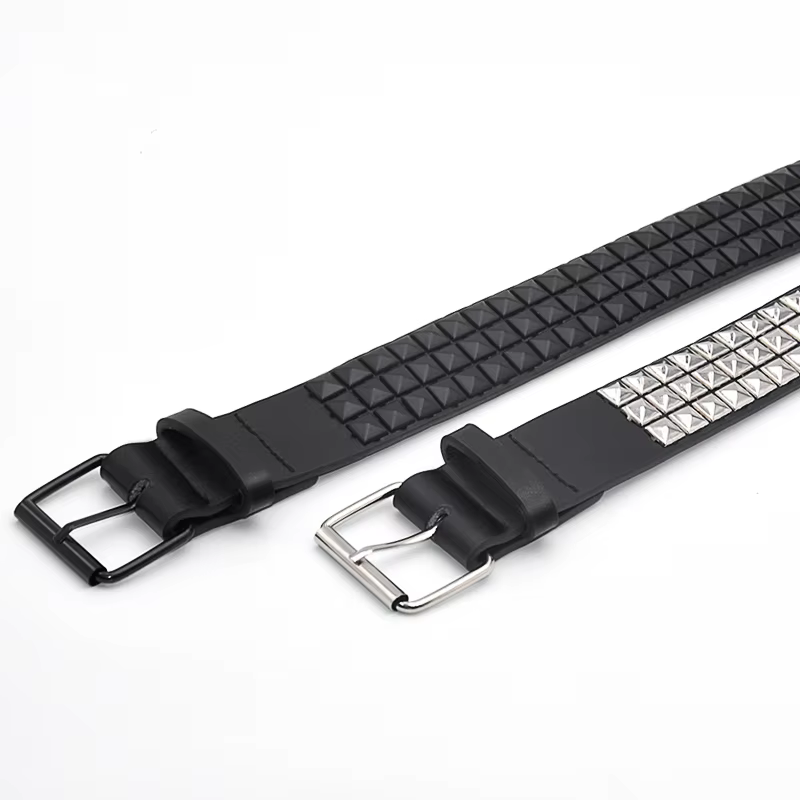 Ceinture en cuir cloutée GAOKE Pyramid Rivet pour hommes et femmes