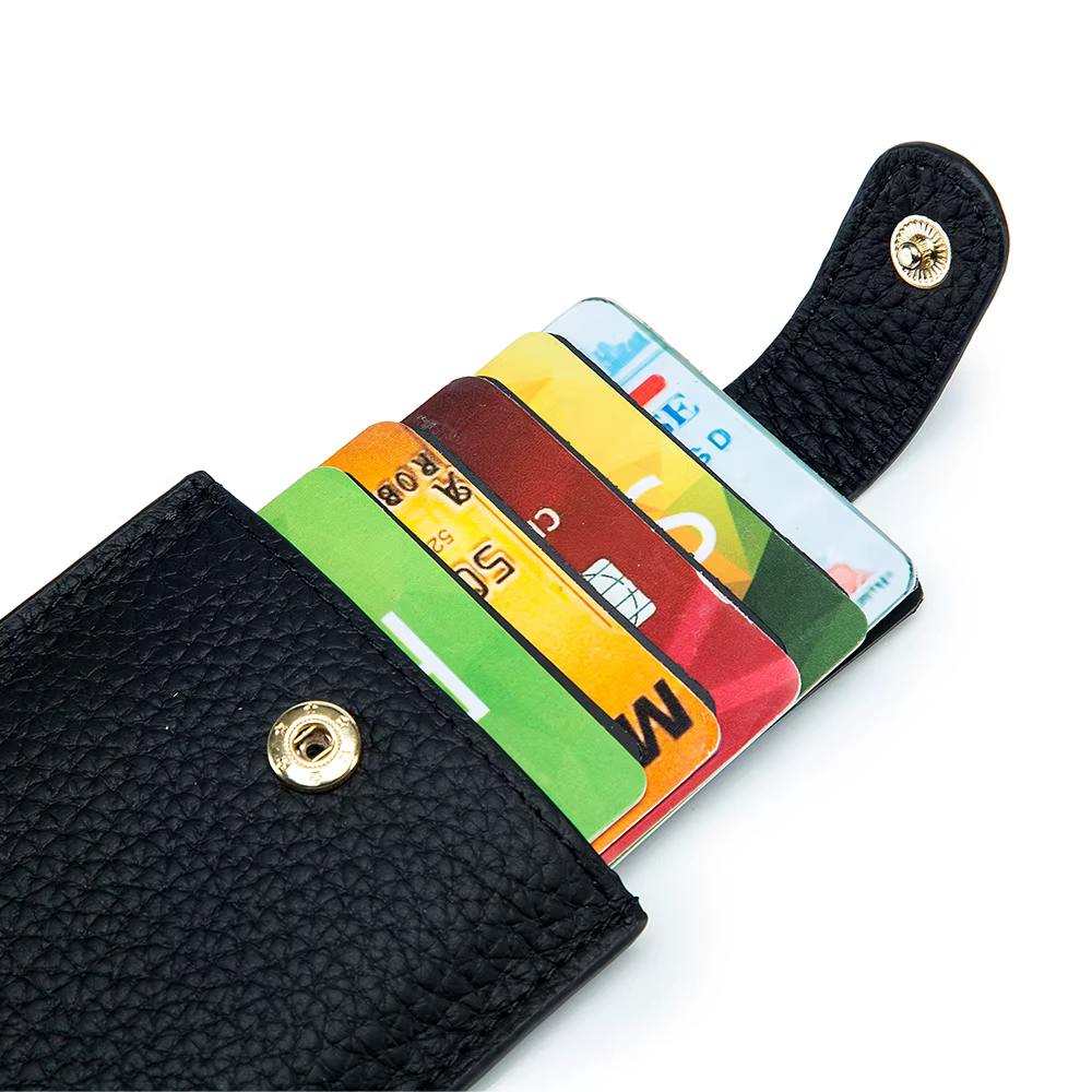 Porte-cartes mince en cuir véritable