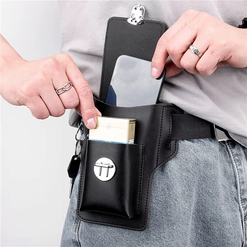 Sac de ceinture de téléphone en cuir Pu multifonctionnel