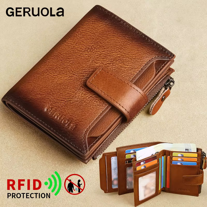 GERUOLA Portefeuille en cuir véritable pour homme