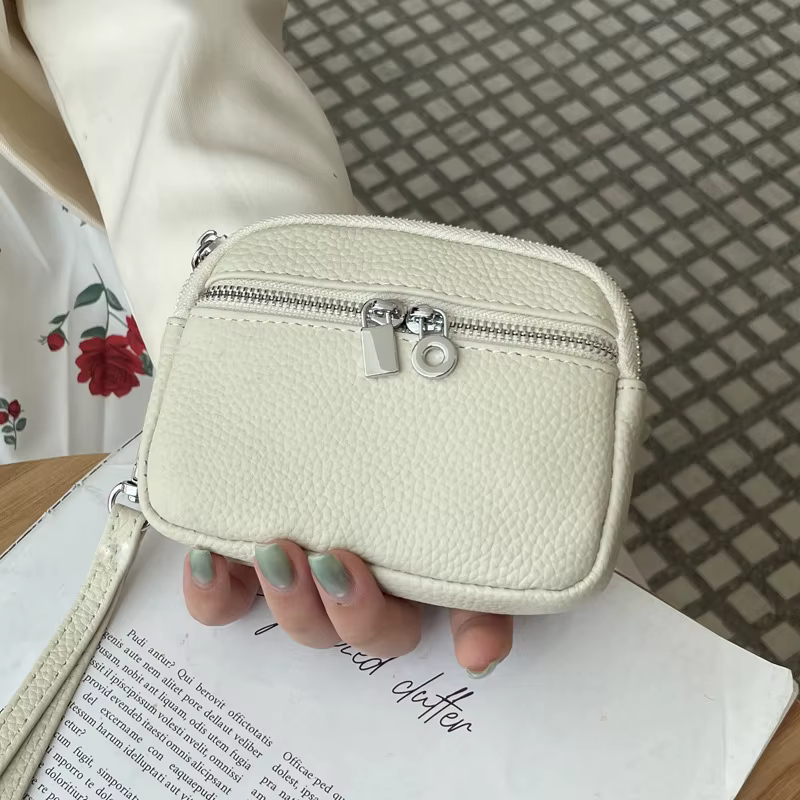 Portefeuille mini à double fermeture éclair pour femme