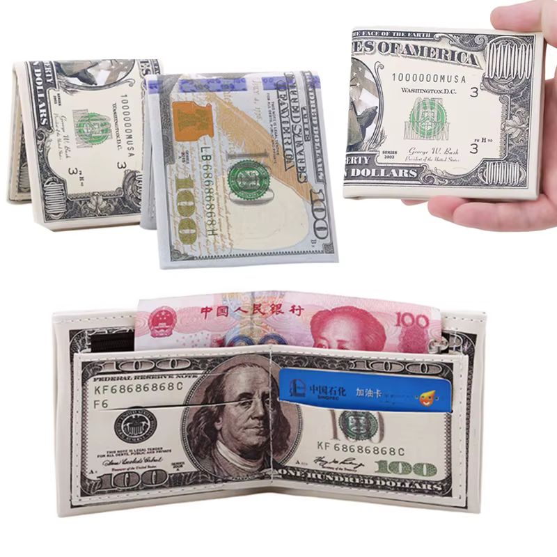 Portefeuilles pour hommes avec motif de Dollar américain portefeuille en cuir PU