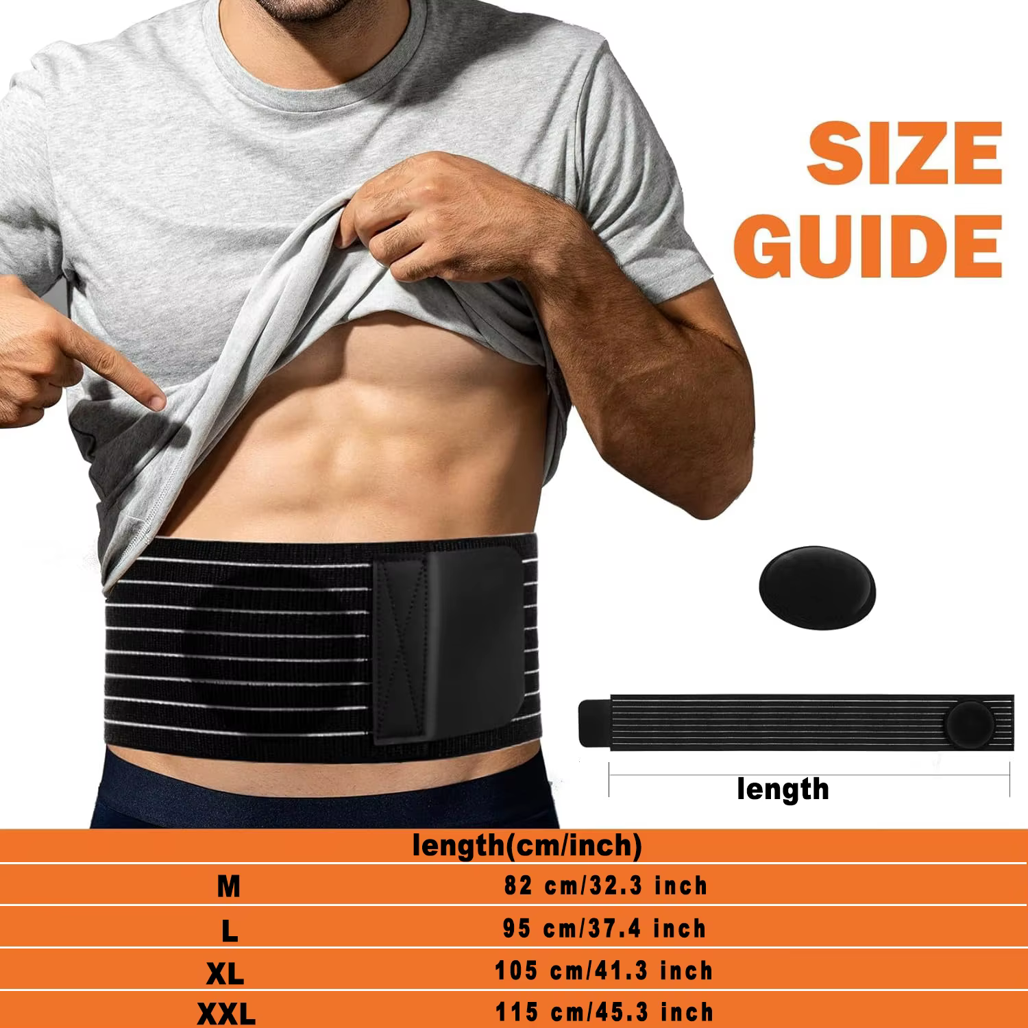 Ceinture pour hernie ombilicale pour hommes et femmes, bande abdominale avec coussinet de soutien pour hernie/bande de compression post-chirurgicale