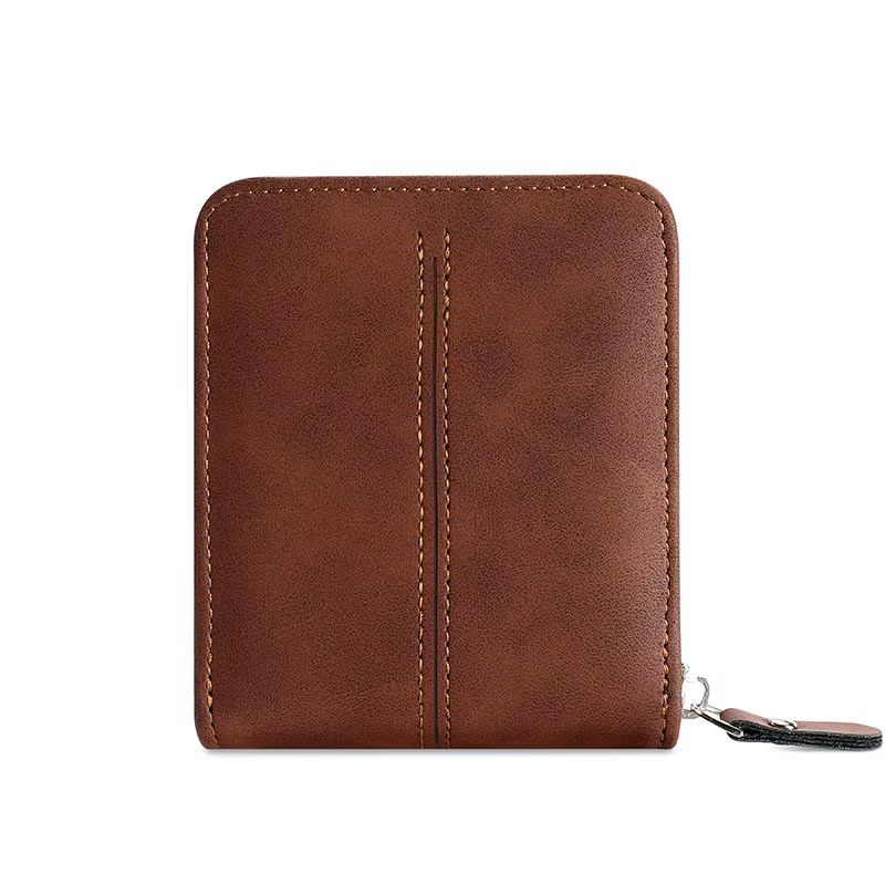 Portefeuille vintage pour hommes – Étui porte-monnaie et porte-cartes à fermeture éclair