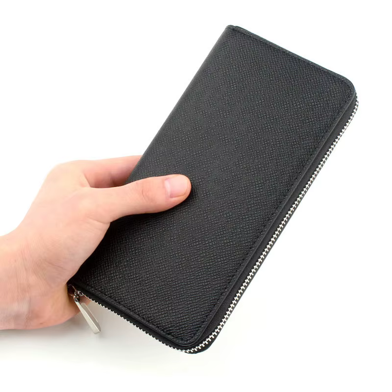 Portefeuille Long en cuir Saffiano véritable avec lettres personnalisées