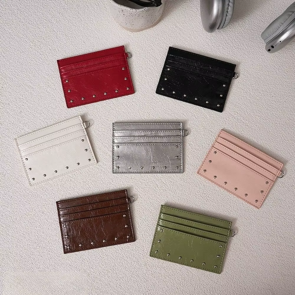 Portefeuille compact ultra-fin en cuir craquelé