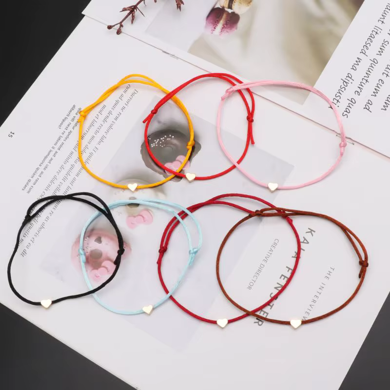Bracelets à breloques coeur d'amour pour hommes et femmes, bracelet de couple, chaîne rouge porte-bonheur, bijoux de navire Chia, réglable, fait à la main, souhait, amoureux