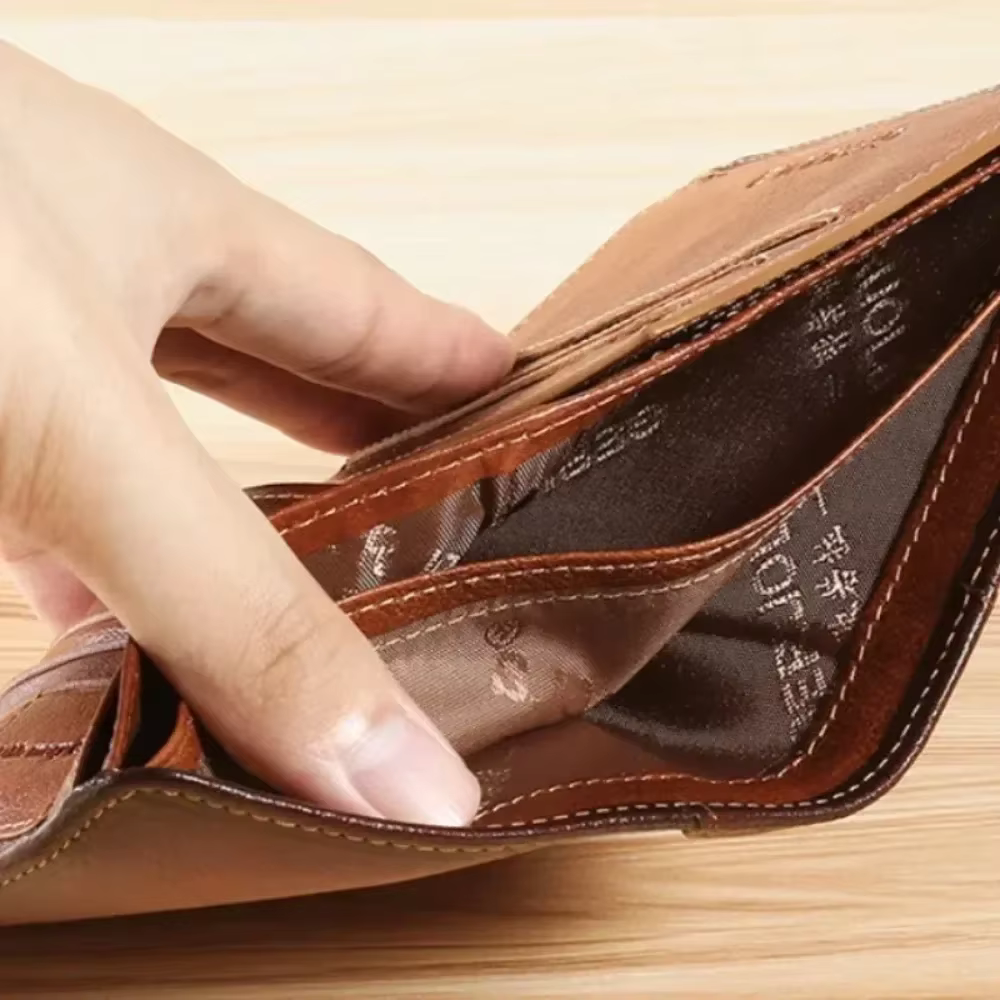 Hommes portefeuille en cuir véritable Rfid blocage à trois volets