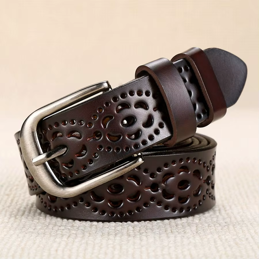 Ceinture en cuir véritable pour femme