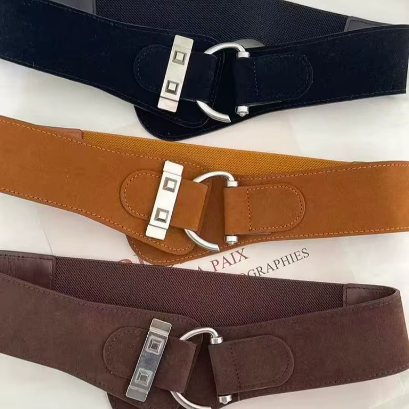 Ceinture large en daim pour femmes