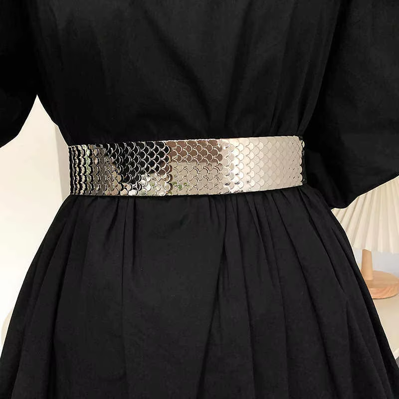Ceinture en cuir élastique noir sans trous pour femmes