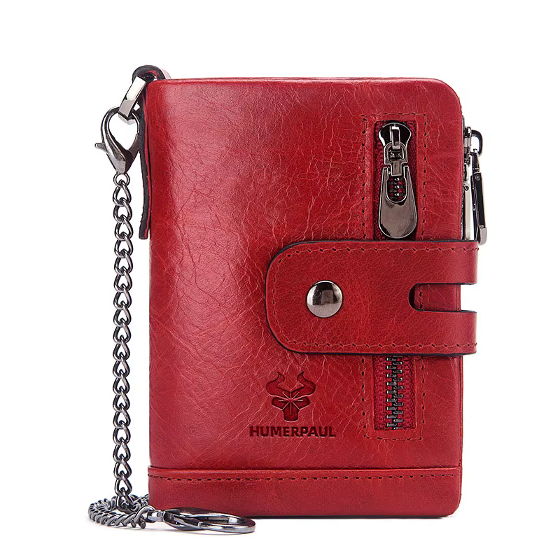 GZCZ-Portefeuille en cuir véritable pour homme, poche à monnaie zippée, porte-cartes, super valeur, sac à main court, RFID, 100%