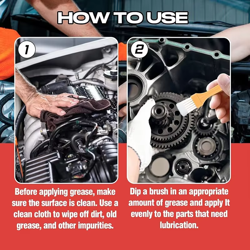 Graisse au lithium blanche multi-usages avec brosse pour portes de garage, roulements et applications automobiles
