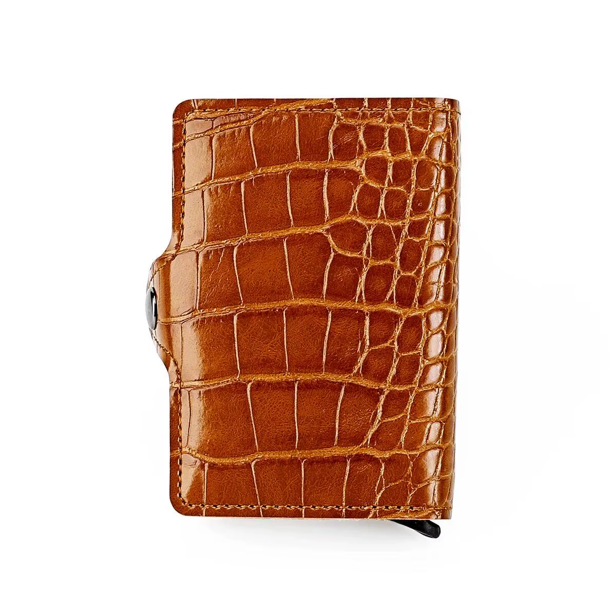 Porte-cartes en cuir verni Crocodile RFID pour hommes