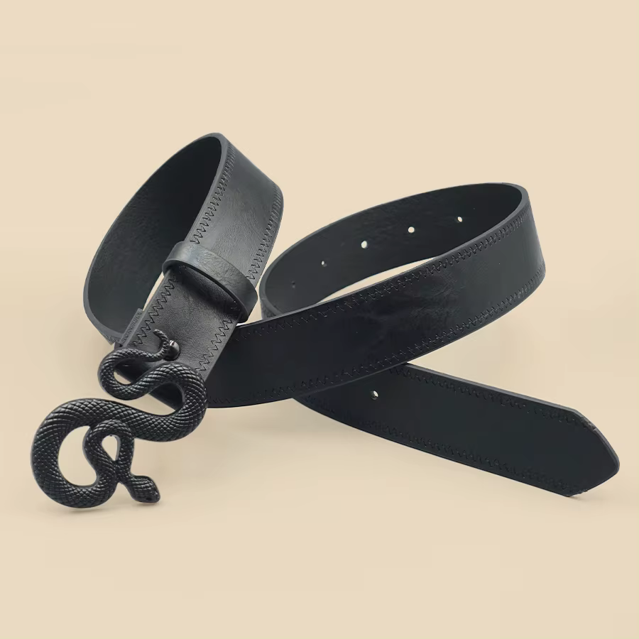 Ceinture noire décontractée en Pu pour femmes, sensation haut de gamme, boucle serpent mate, ceinture à la mode, robe, jean, accessoires de chemise