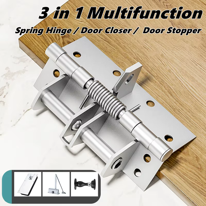 Ferme-porte automatique multifonctionnel 3 en 1, robustes, portes invisibles à fermeture automatique, charnières à ressort, 90 °   Butoir de porte de positionnement