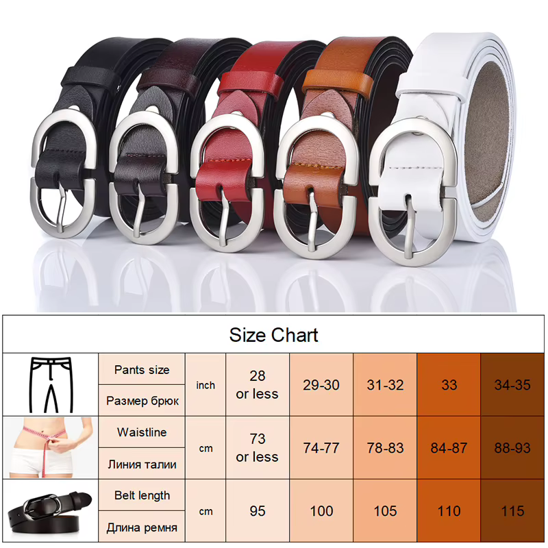 KOLBER Mode Femmes Ceinture En Cuir Boucle En Métal Argenté