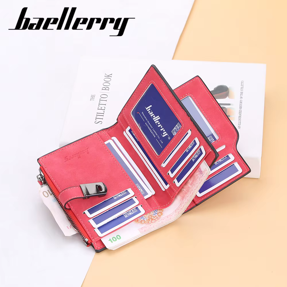 Baellerry femmes portefeuilles court boucle magnétique Top qualité porte-carte femme sac à main portefeuille à glissière