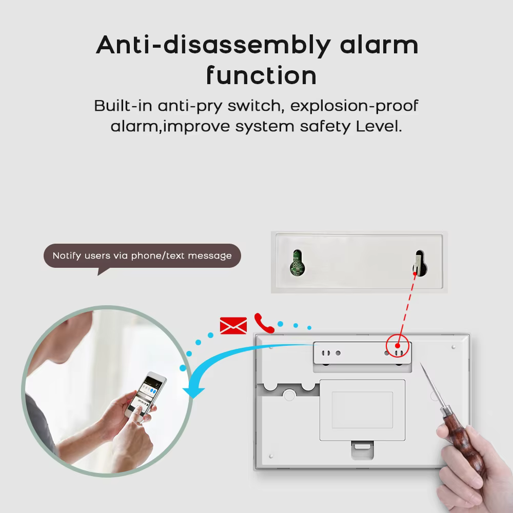 Système d'alarme sans fil 2.4G WiFi, kit de sécurité domestique avec capteur de mouvement de porte, fonctionne avec l'application SmartLife, compatible avec Alexa, sans frais mensuels