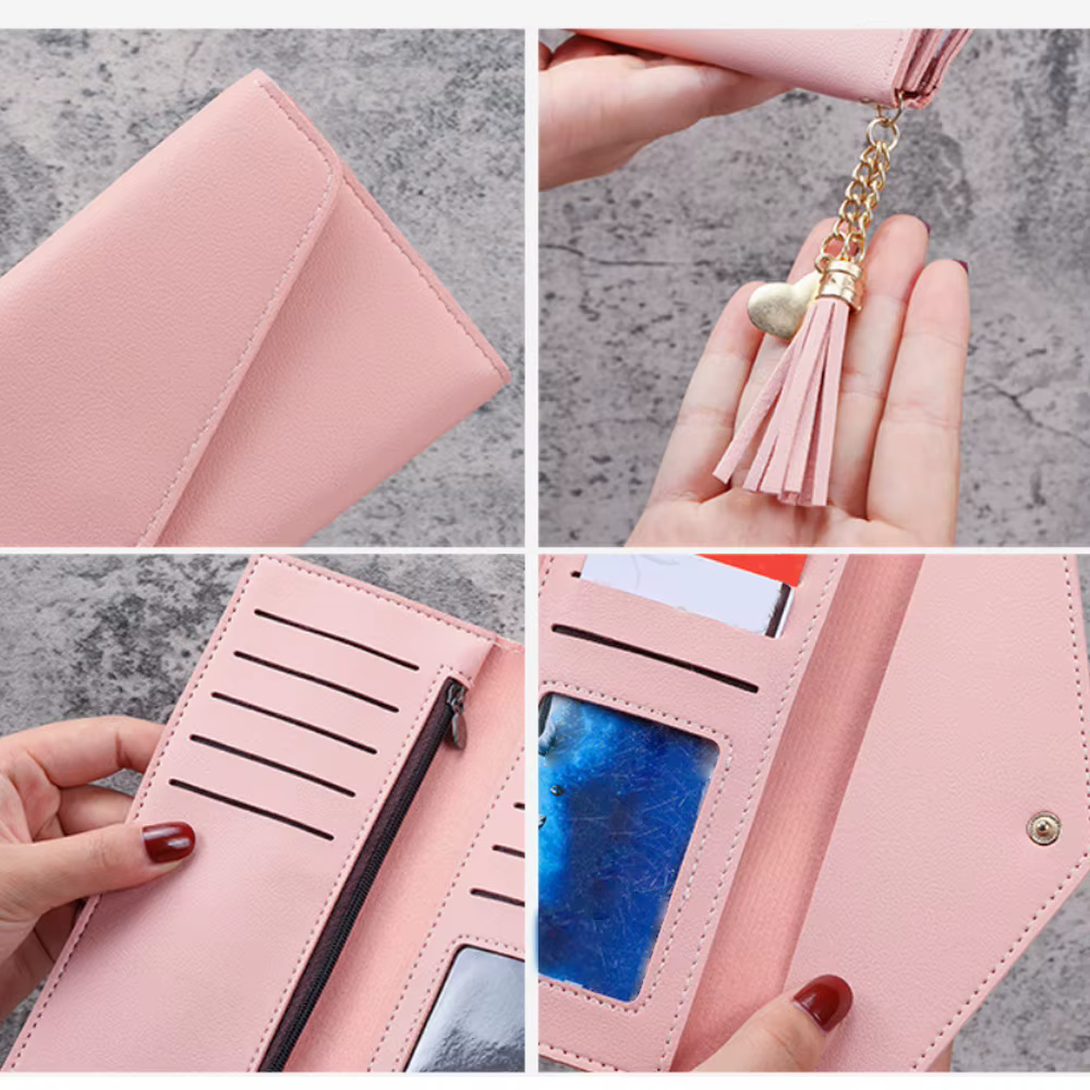 Portefeuilles longs en cuir pour femmes