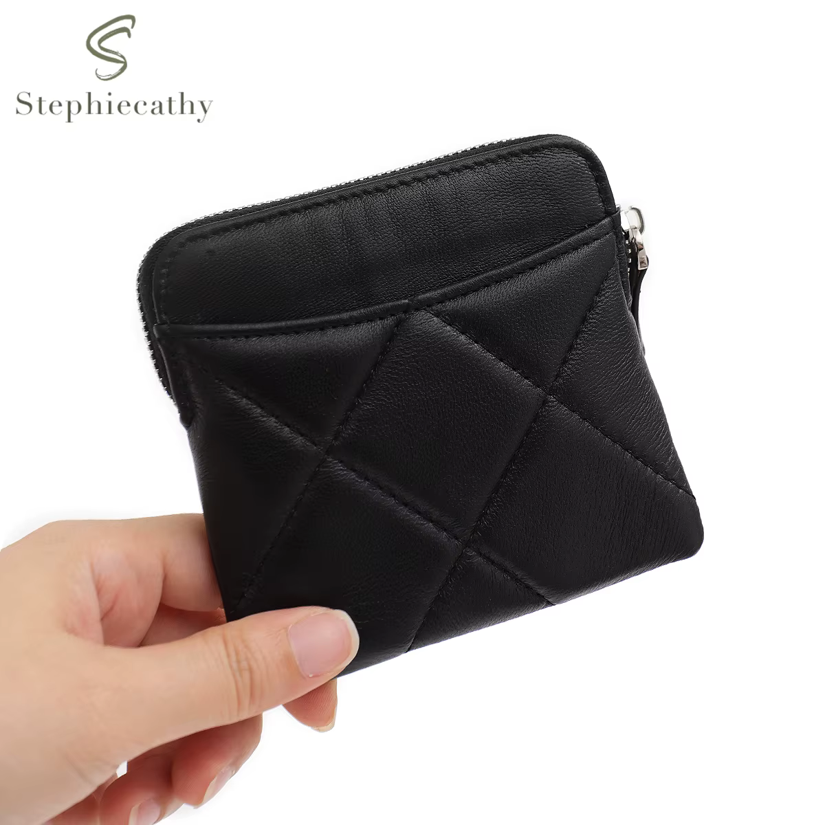 SC – petit portefeuille matelassé en peau de mouton pour femmes, porte-cartes multi-fentes, sac d'argent à fermeture éclair, porte-monnaie Portable et polyvalent