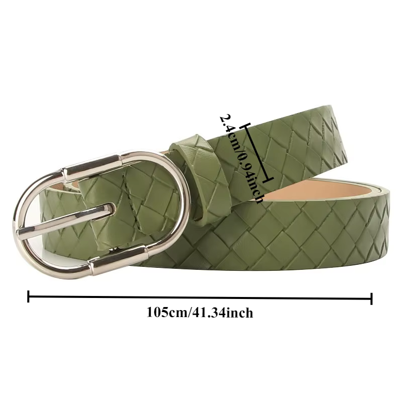 Ceinture en PU tressée tendance et unique pour femmes avec boucle en alliage, ceintures minimalistes tendance pour tous les jours à motifs diamants