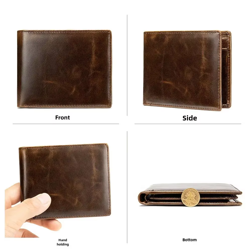 Portefeuille en cuir véritable pour hommes avec poche pour pièces de monnaie porte-monnaie antivol