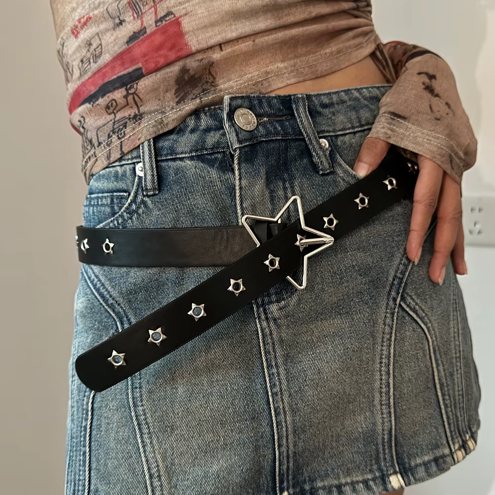 Ceintures de créateurs pour femmes de haute qualité luxe paume Punk Harajuku étoile oeillet Y2K filles jean ceinture