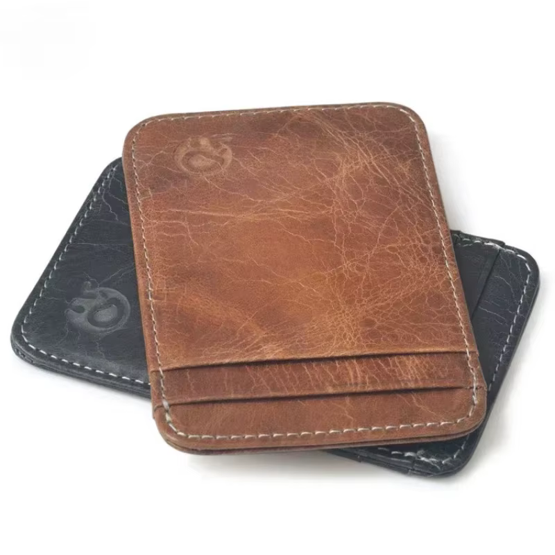 Portefeuille souple Super mince en cuir véritable pour hommes et femmes