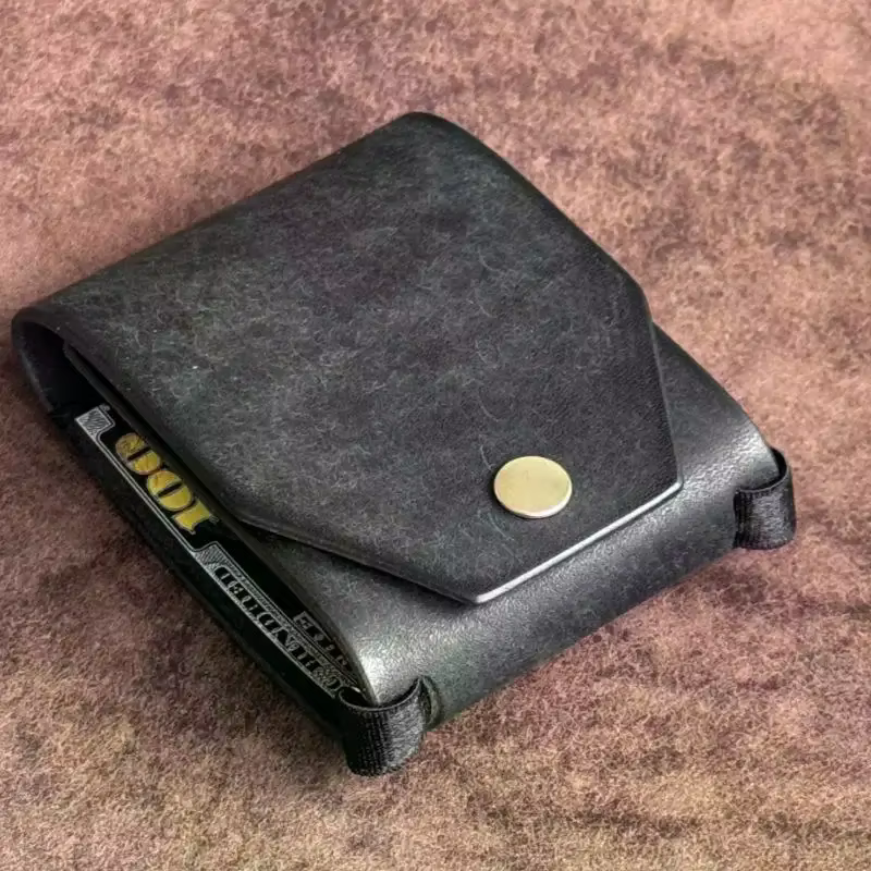 Portefeuille en cuir PU / Porte-monnaie — Porte-billets à accès rapide — Clip organisateur