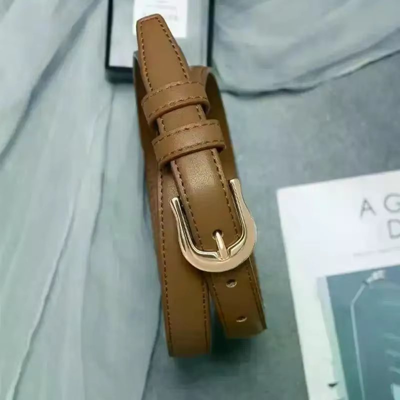 Ceinture pour femme en cuir PU de 2 cm de large avec boucle métallique